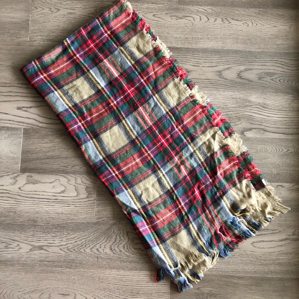 Plaid blanket scarf